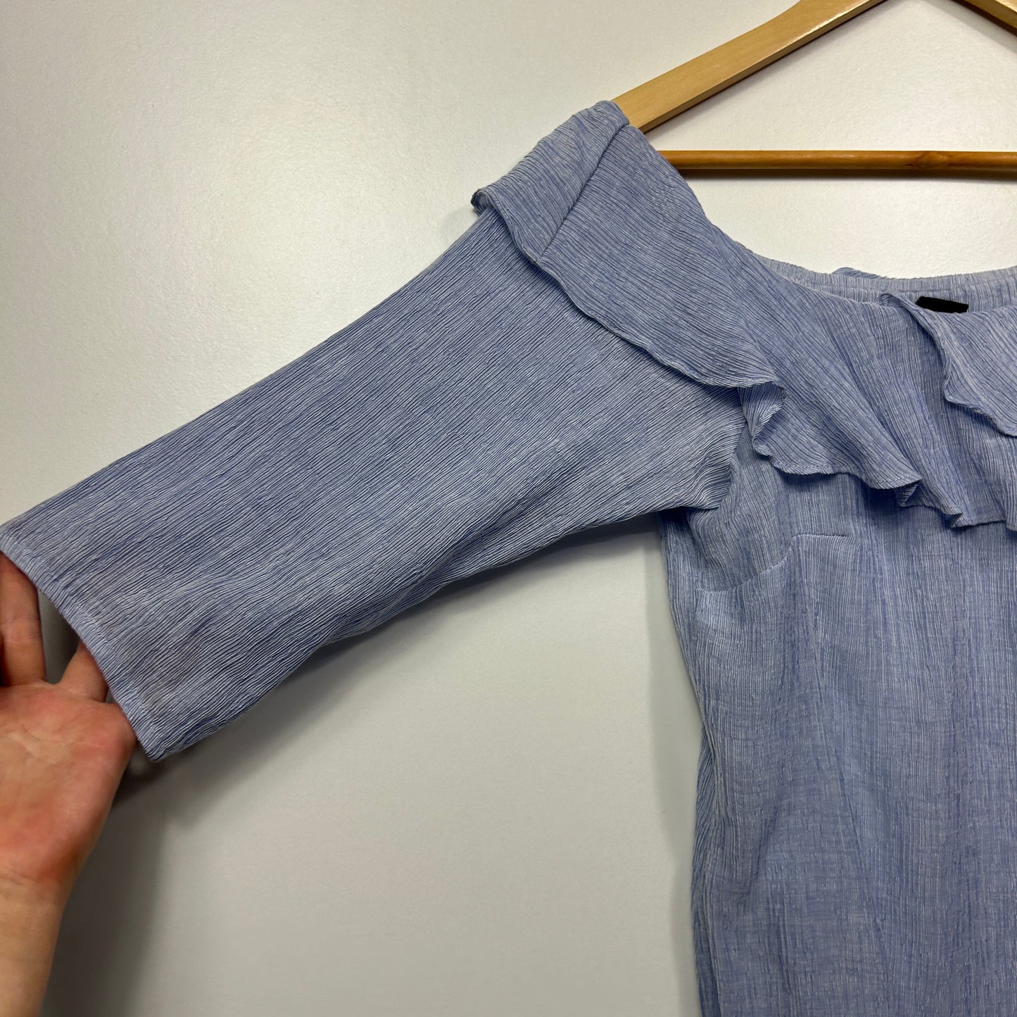 City Chic Blue Off-Shoulder Ruffle Top - Size S/16