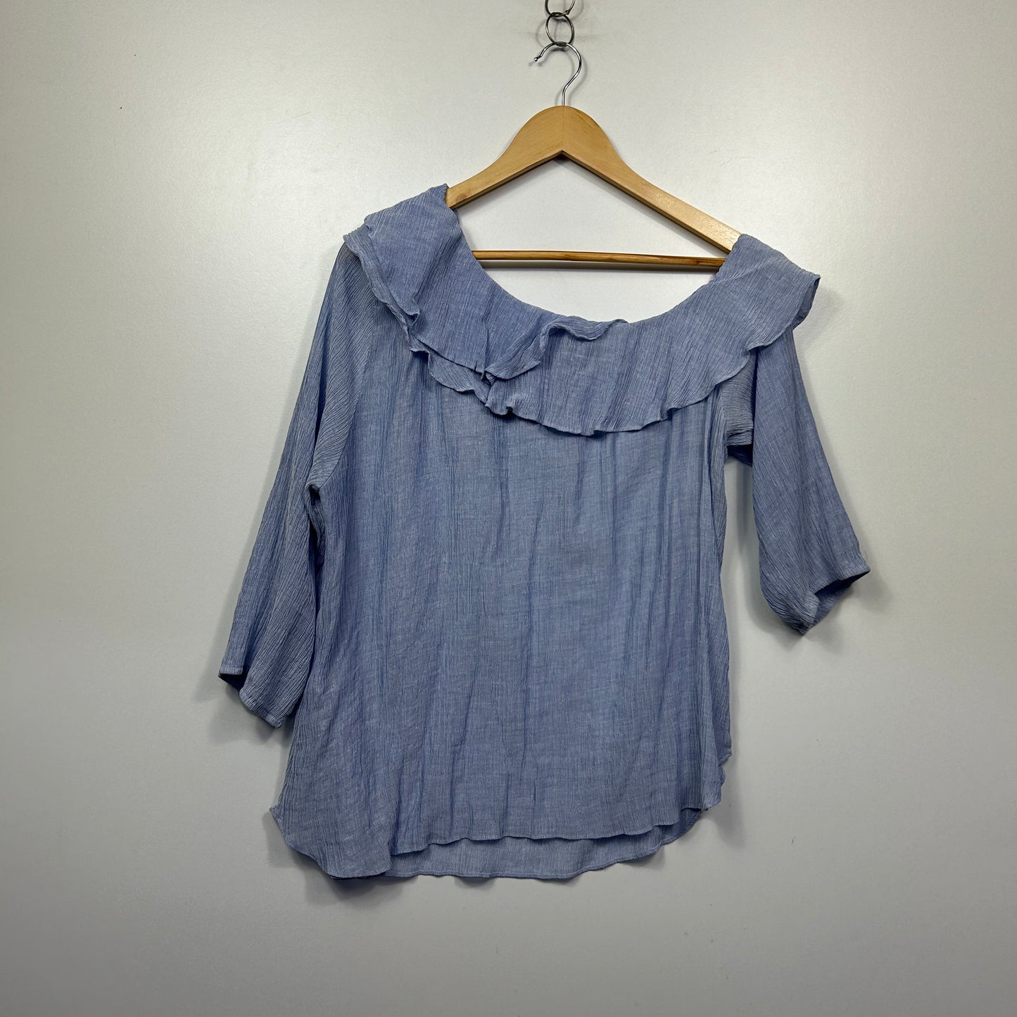 City Chic Blue Off-Shoulder Ruffle Top - Size S/16
