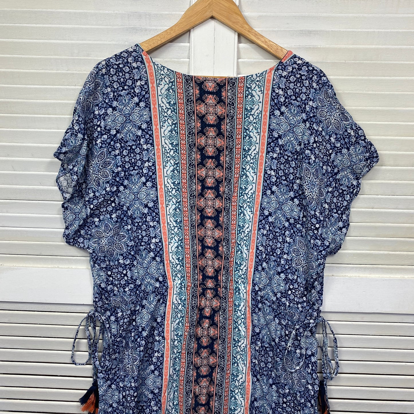 Rivers Maxi Dress Size 18 Boho Waist Tie Short Sleeve Long