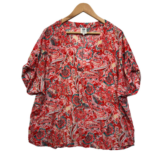 Rivers Top Size 20 Multicoloured Paisley Print Viscose Roll Tab Sleeve