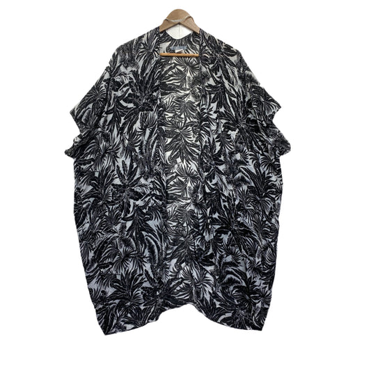 Katies Duster Jacket One Size Black White Floral Swim Cover Up