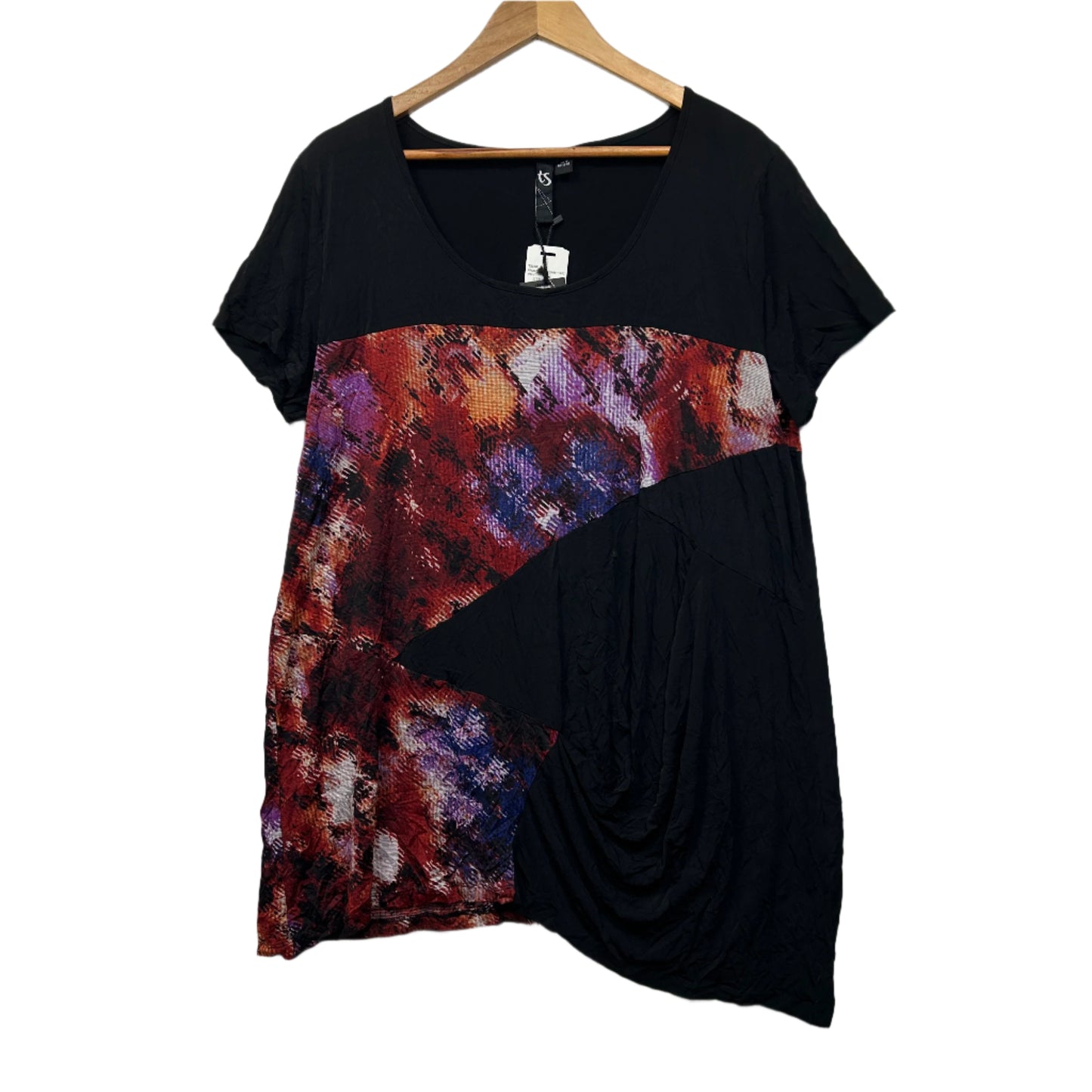 Taking Shape Tunic Top Size 14 16 Black Short Sleeve New