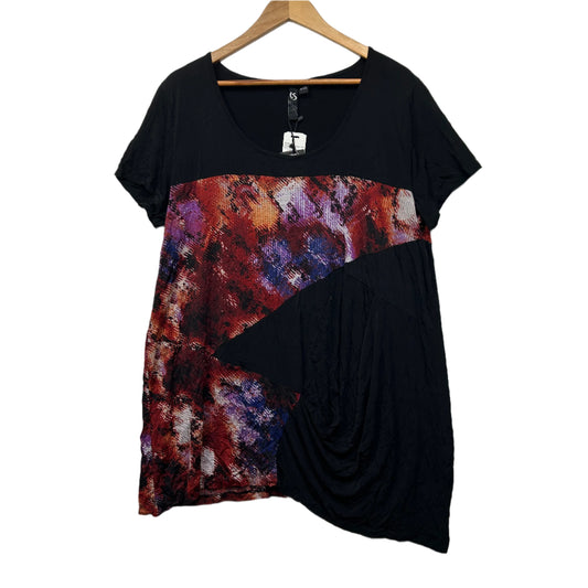 Taking Shape Tunic Top Size 14 16 Black Short Sleeve New