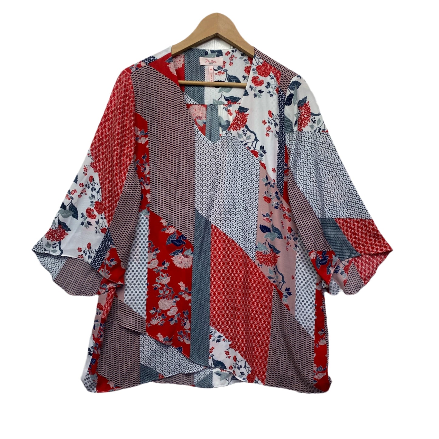 Millers Top Size 16 Long Sleeve Patchwork Print