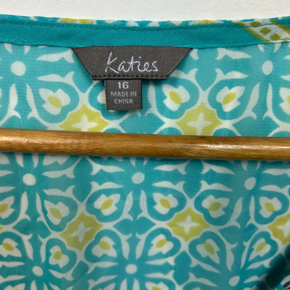 Katies Teal Sheer Top - Size 16
