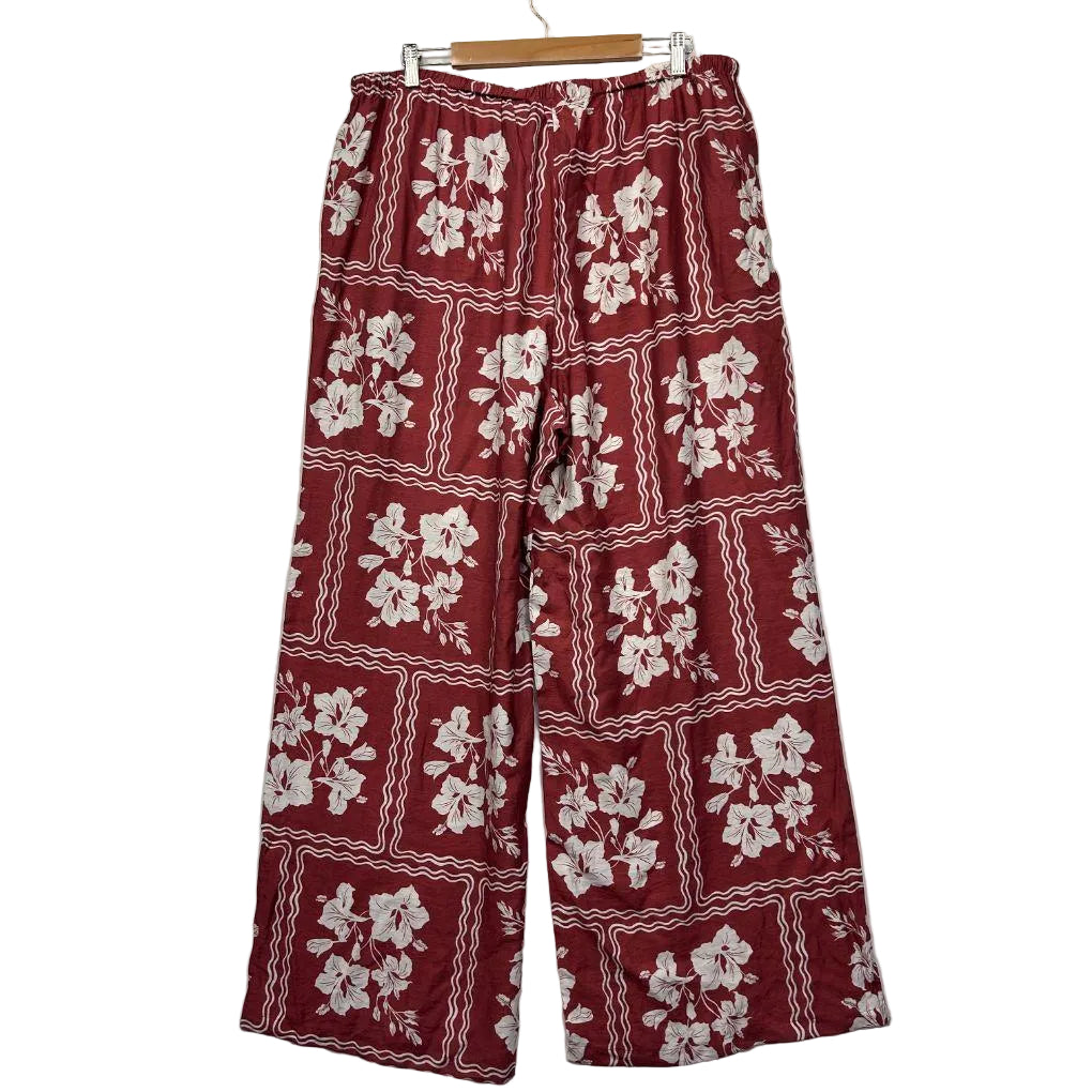 Avella Red Floral Wide Leg Pants - Size 20