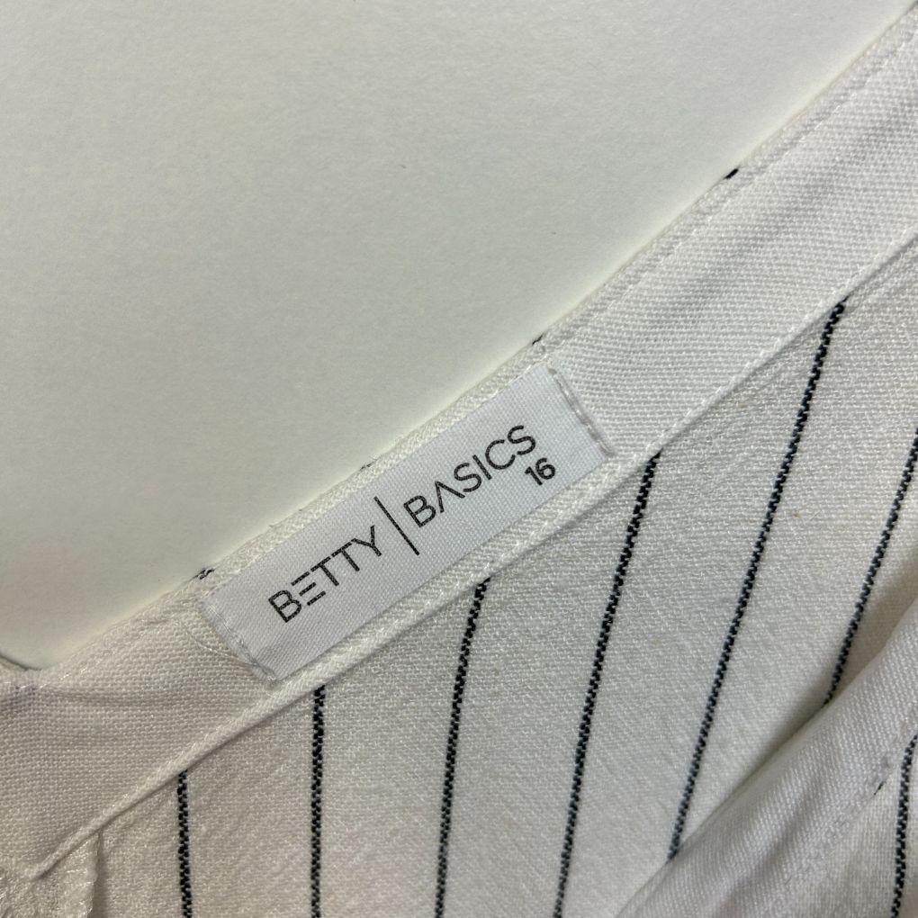 Betty Basics White Striped Jumpsuit - Size 16