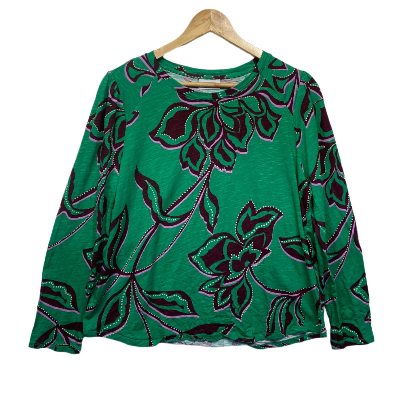 Sussan Top Size 14 Large Green Floral 100% Australian Cotton