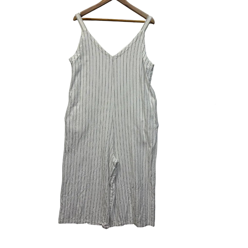 Betty Basics White Striped Jumpsuit - Size 16
