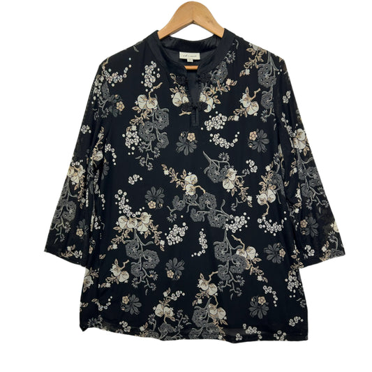 Autograph Top Size 18 Black Long Sleeve Floral