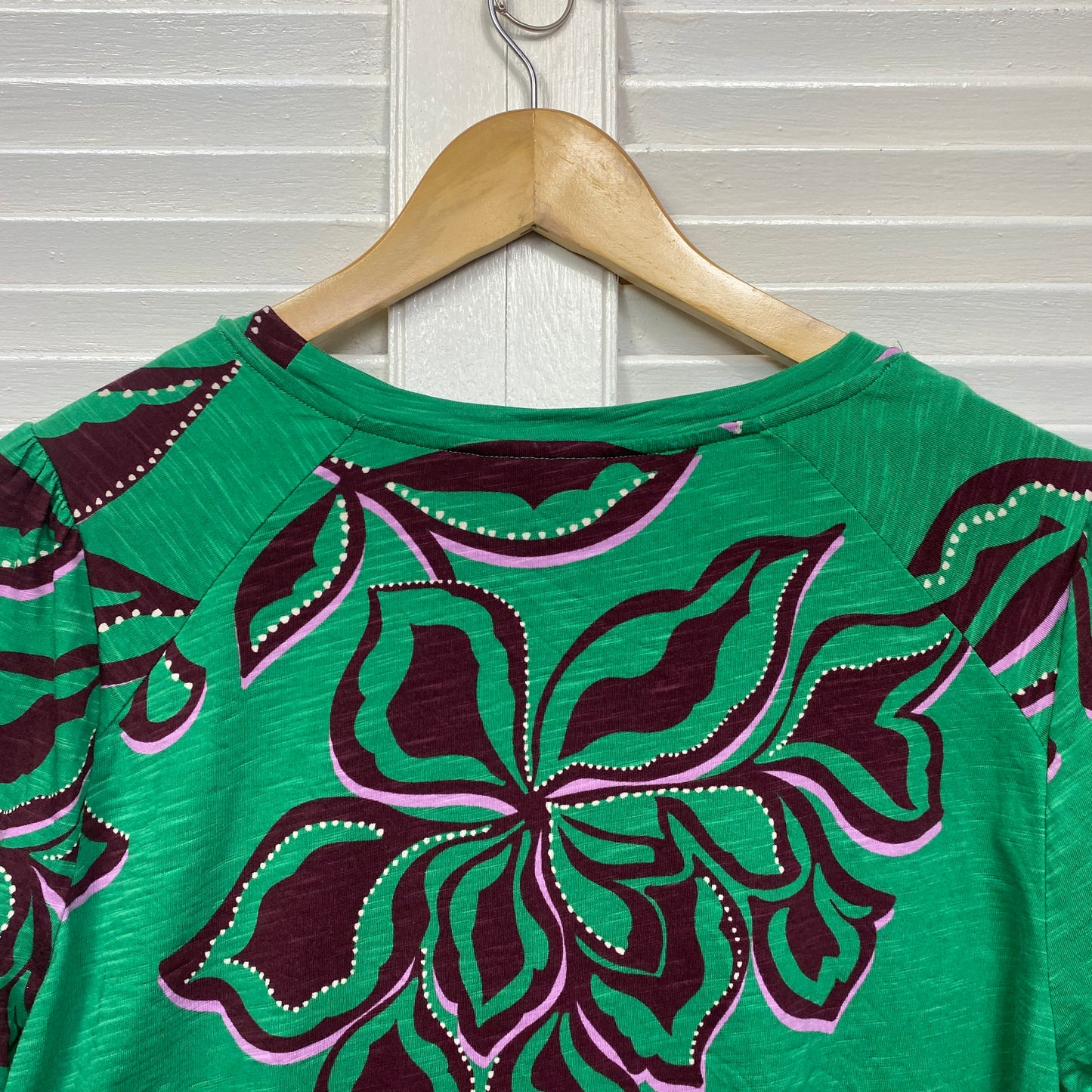 Sussan Top Size 14 Large Green Floral 100% Australian Cotton