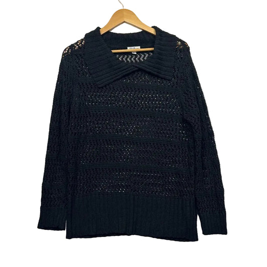 Millers Black Crochet Knit Sheer Jumper - Size XL