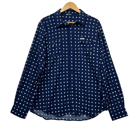 Grovers Long Sleeve Navy Polka Dot Shirt - Size 22