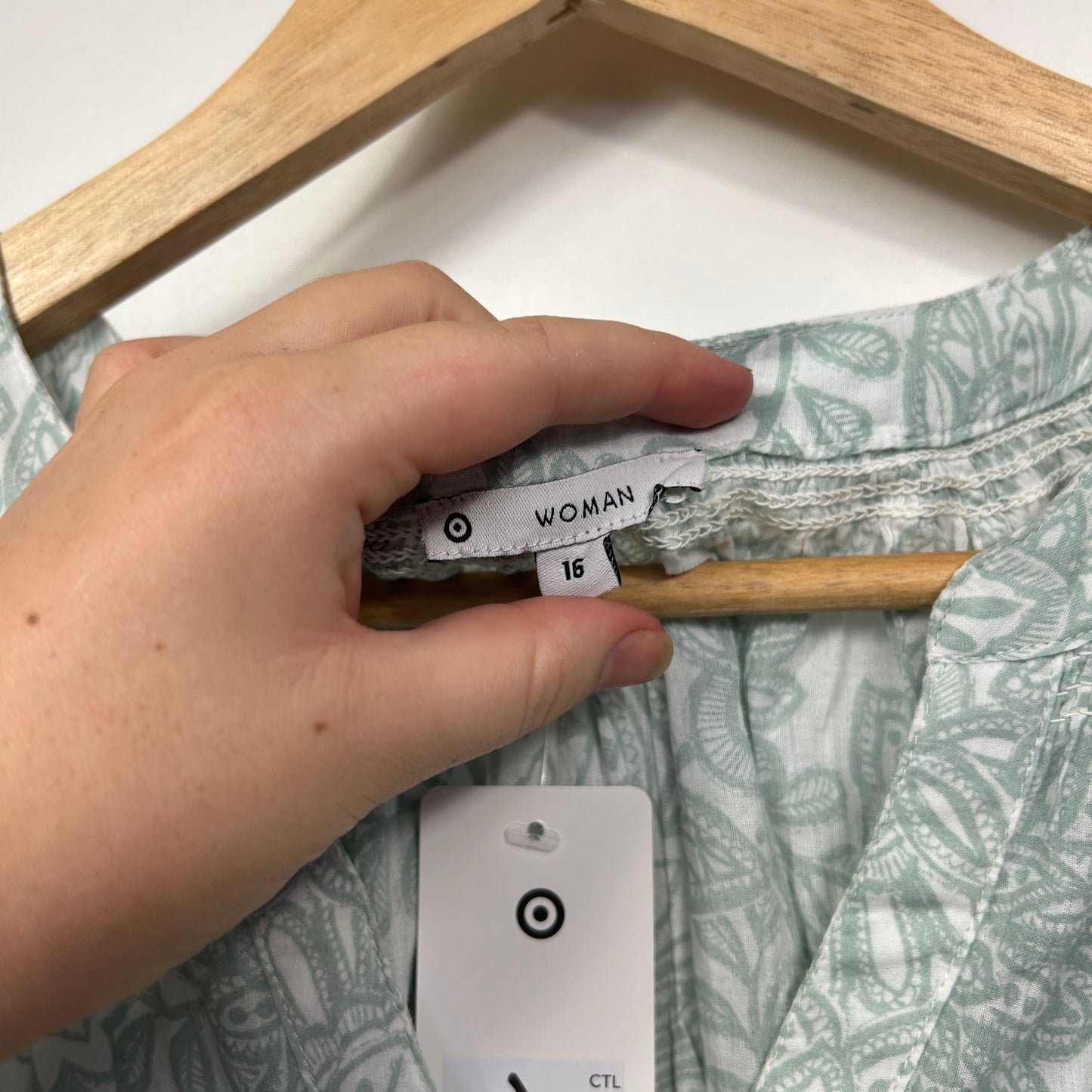 Target Sage Green Floral Peasant Top - Size 16