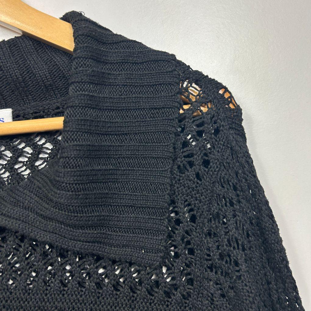 Millers Black Crochet Knit Sheer Jumper - Size XL