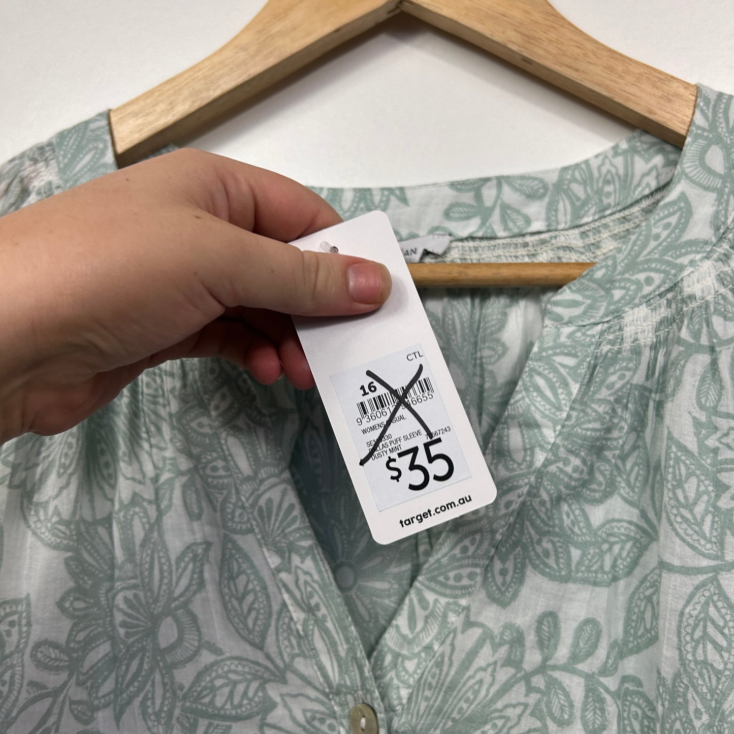 Target Sage Green Floral Peasant Top - Size 16