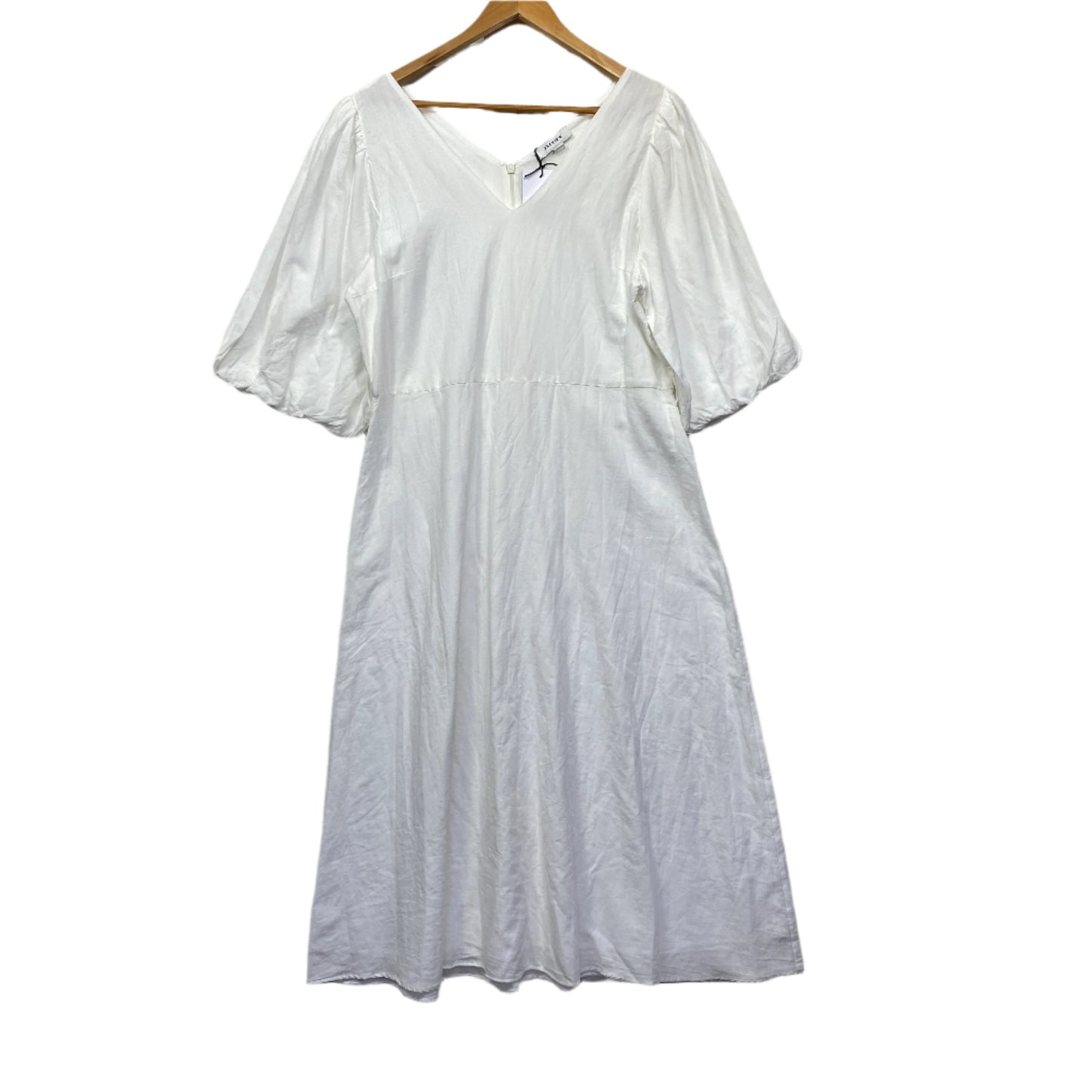 Preview Linen Dress Size 16 Plus White 3/4 Sleeve New