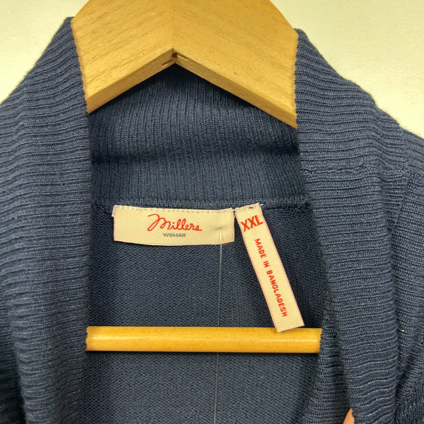 Millers Navy Ribbed Turtleneck Knit Jumper- Size XXL