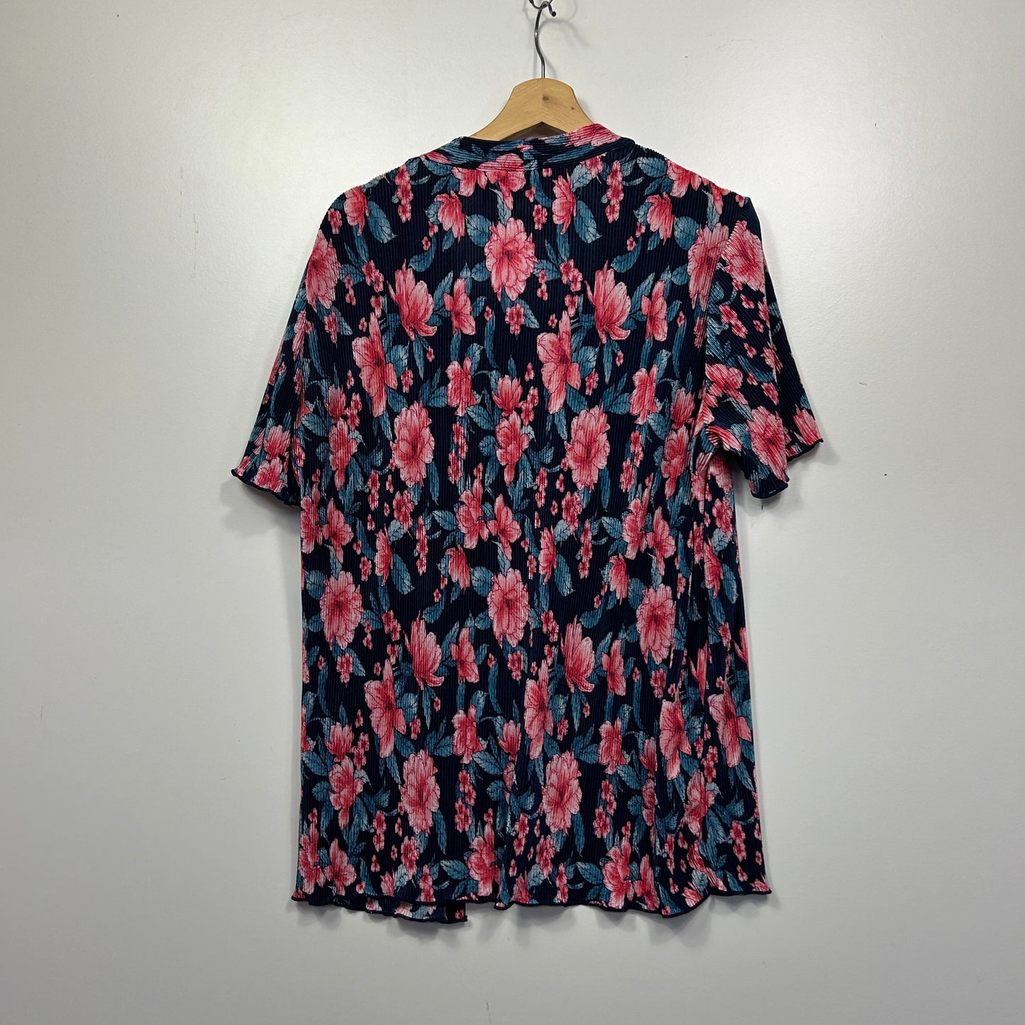 Millers Navy Floral Pleated Top - Size 16