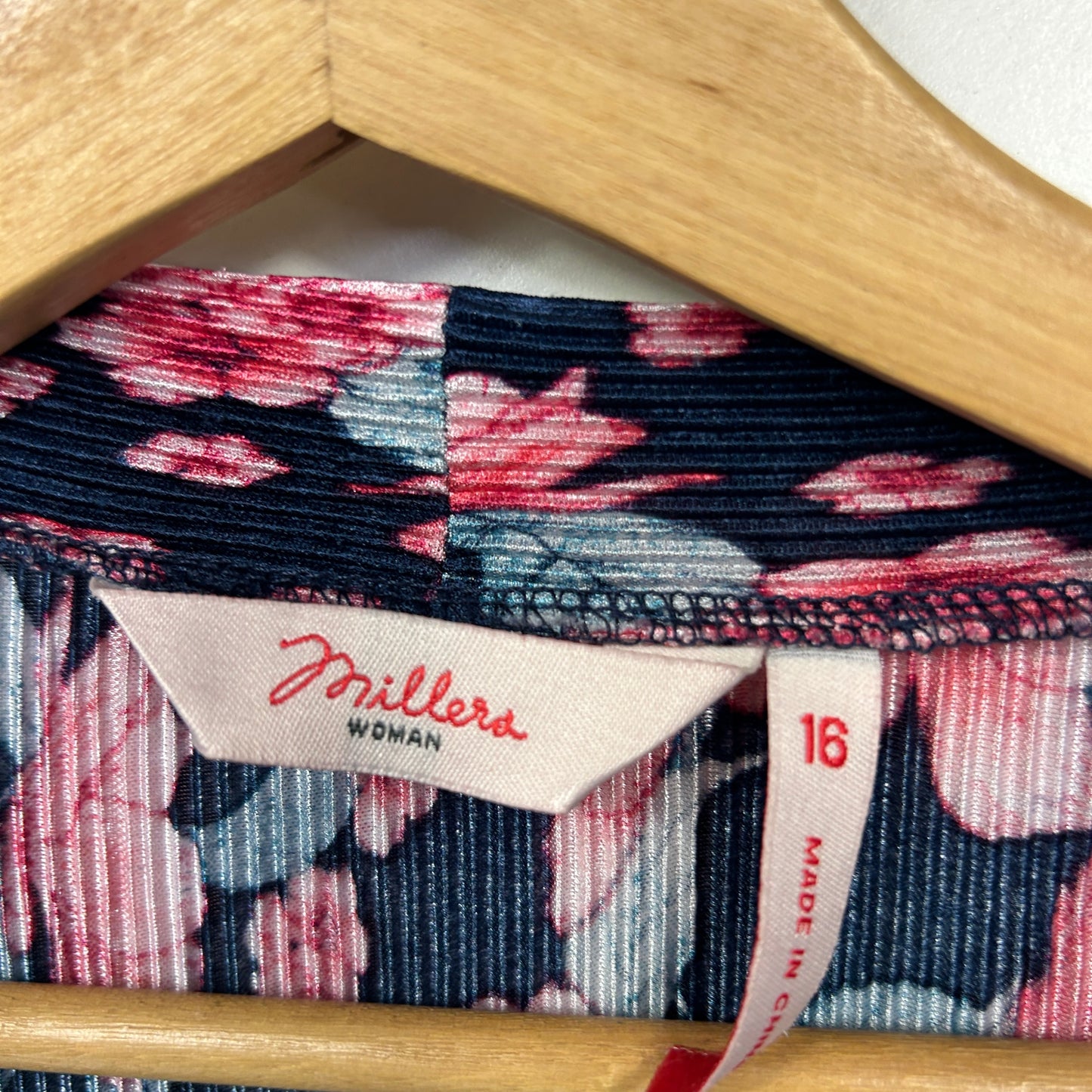 Millers Navy Floral Pleated Top - Size 16