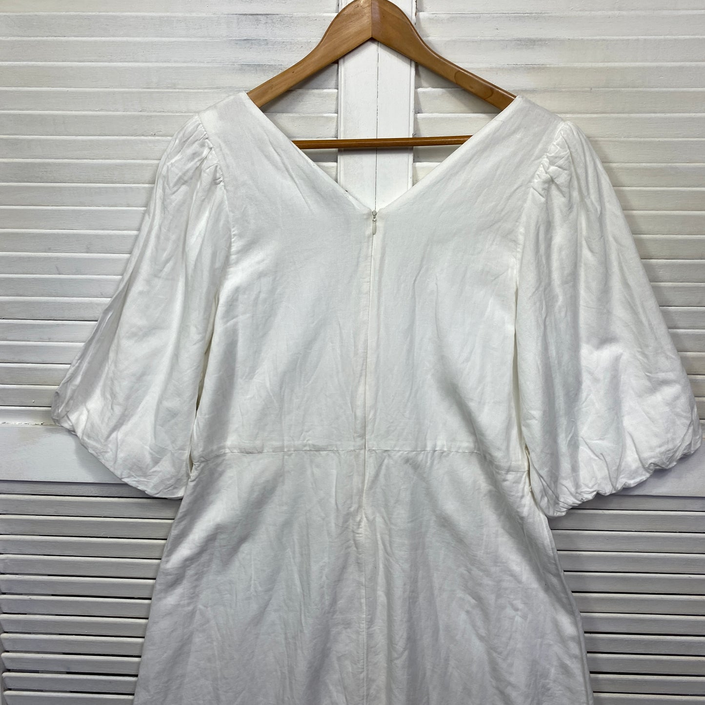 Preview Linen Dress Size 16 Plus White 3/4 Sleeve New