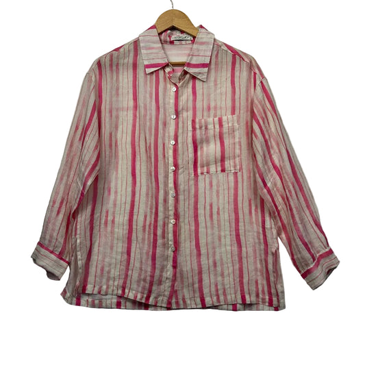 Worthier Linen Pink Striped Shirt - Size M/L