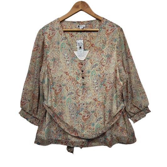 Rockmans Top Size 20 3/4 Sleeve Multicoloured Paisley Print New