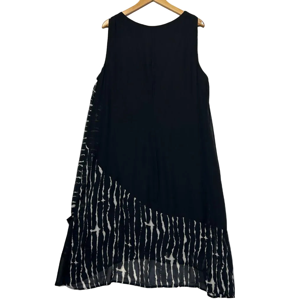 Autograph Black Abstract Print Sleeveless Dress - Size 18/20