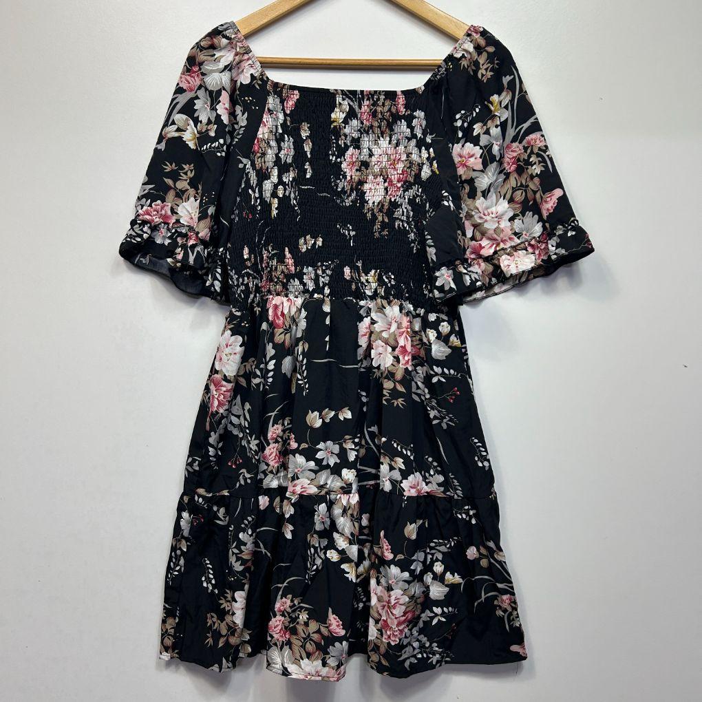 Black Floral Dress - Size 2XL