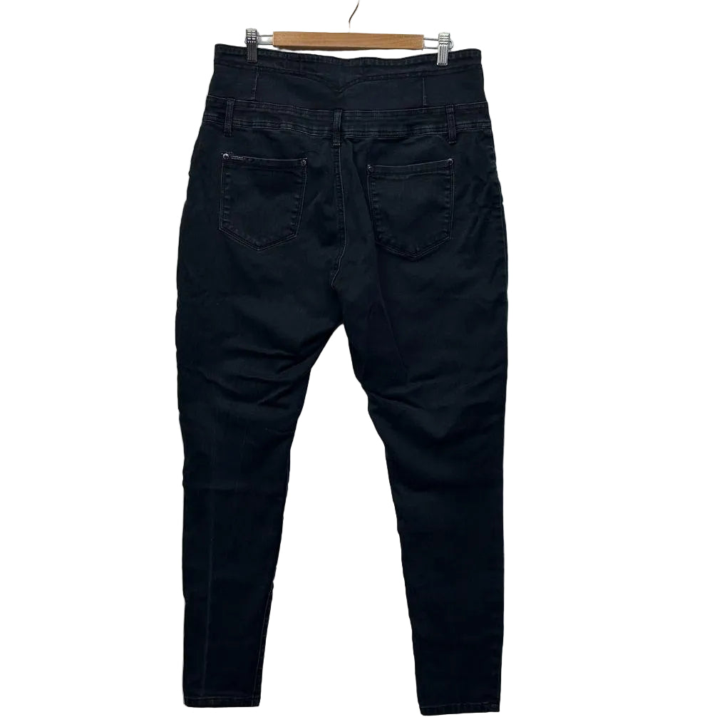 City Chic Black Corset High Rise Harley Jeans - Size 16R