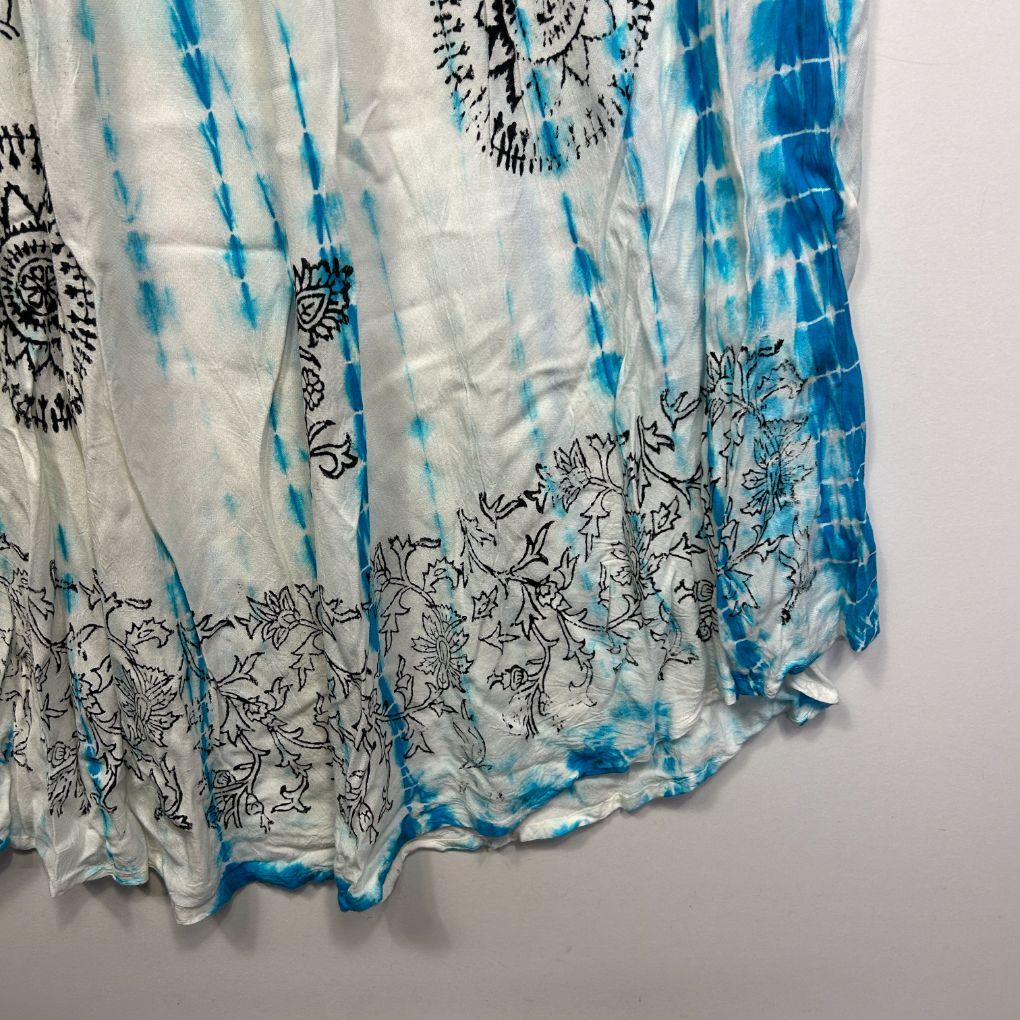 Curvaceous Blue White Tie-Dye Sleeveless Dress - Size 18