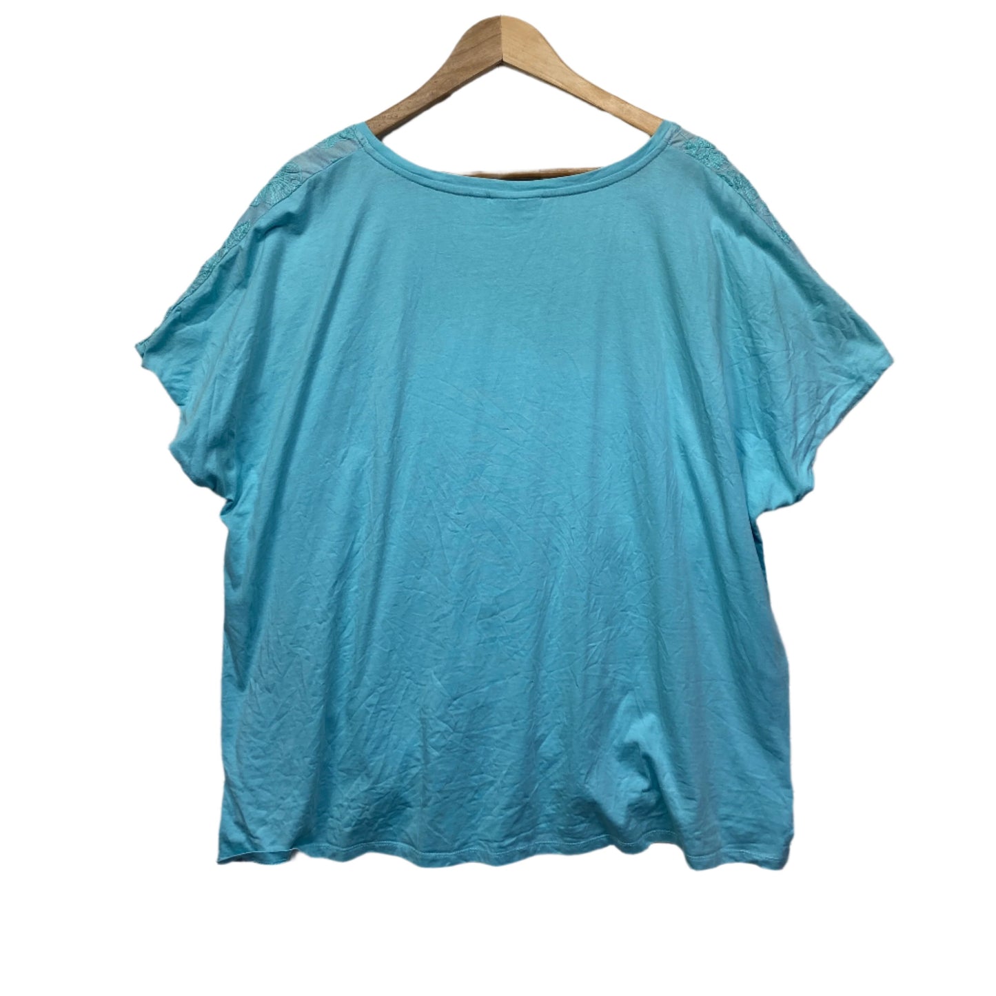 Blue Illusion Linen Top Size 20 3XL Embroidered