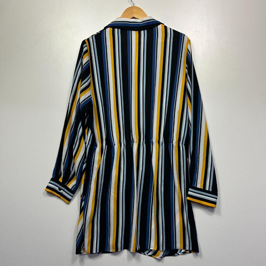 City Chic Navy Multi-Stripe Shirt - Size 18/M