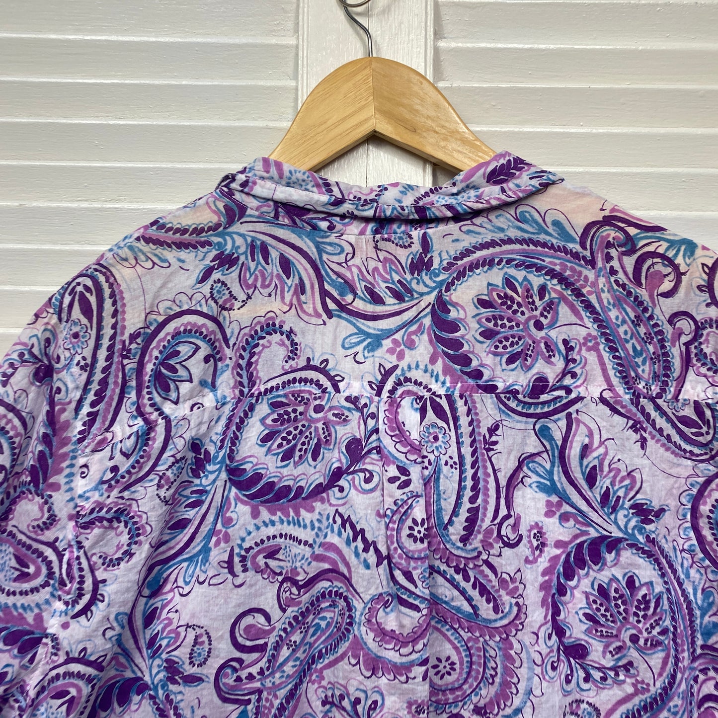 Millers Top Size 22 Purple Paisley Print Button Up Short Sleeve Cotton