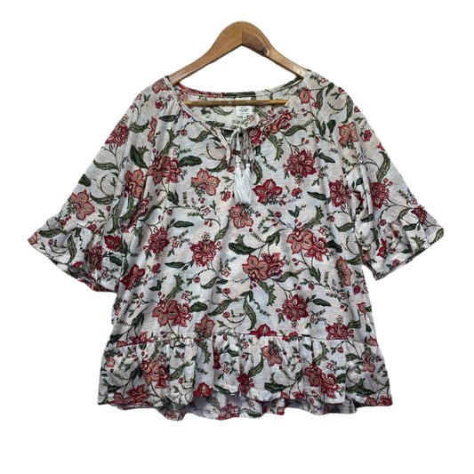 Rivers Top Size 18 White Floral Short Sleeve