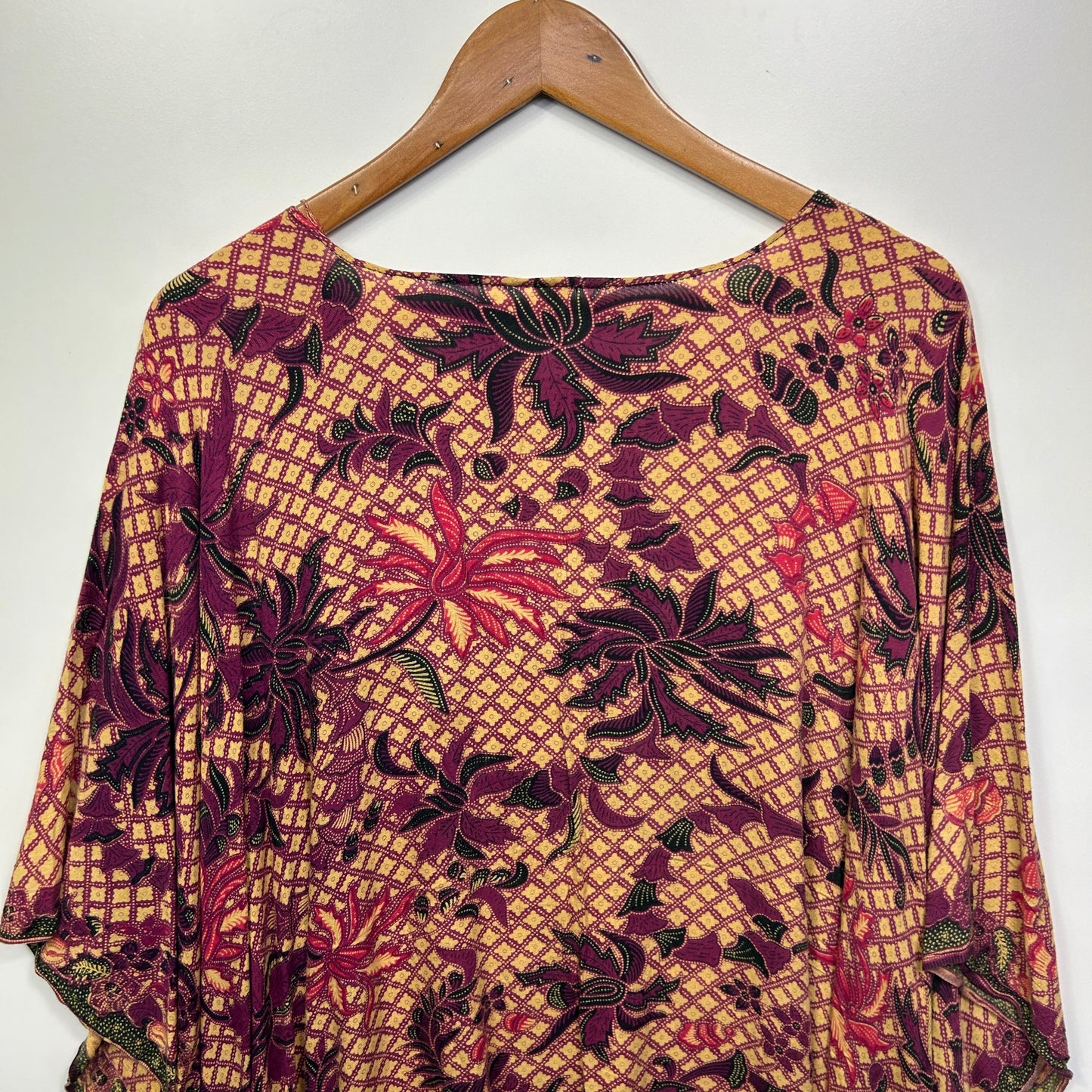 Boho Kaftan Top One Size Multicoloured Floral Swim Cover Up