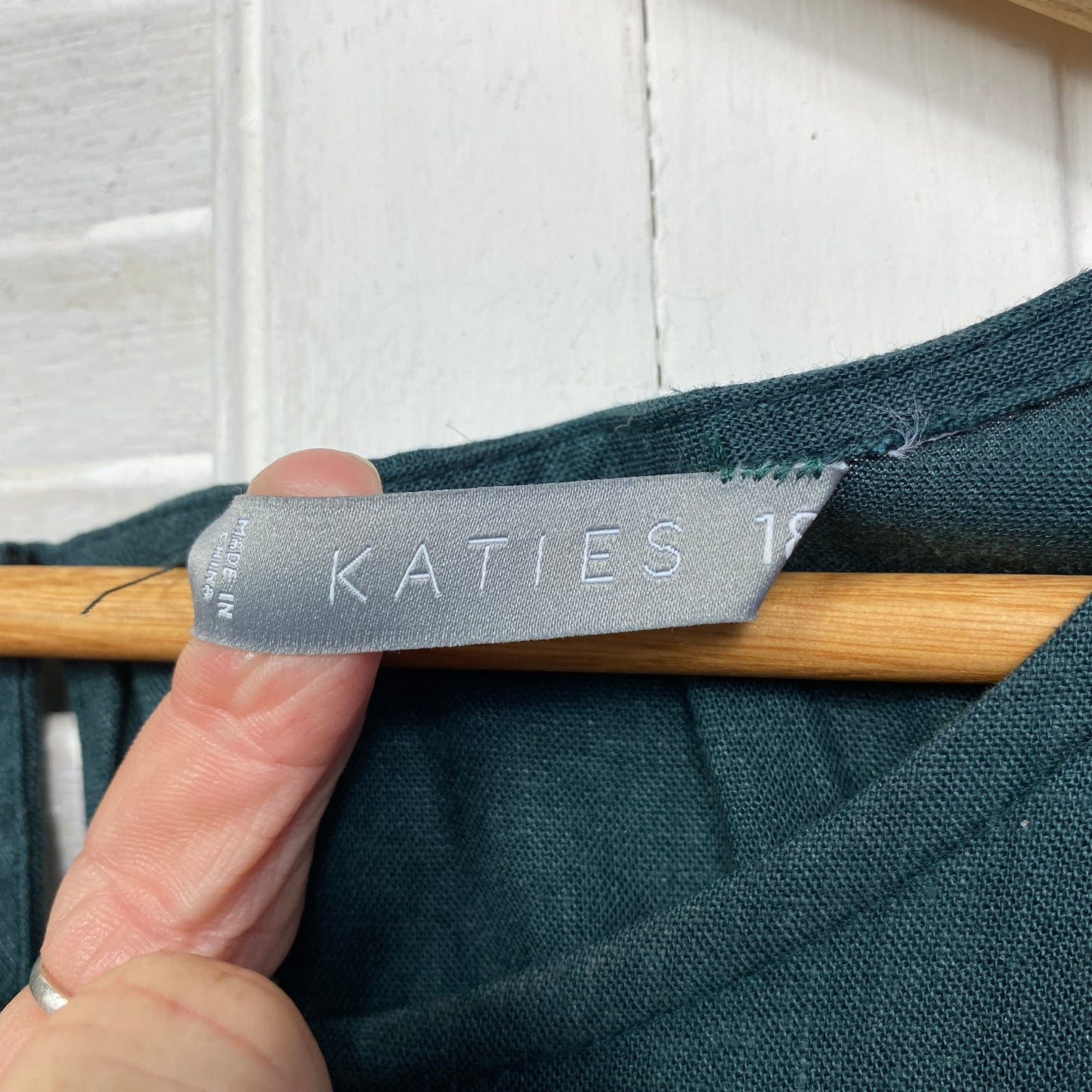 Katies Dress Size 18 Plus Short Sleeve Linen Blend Pockets Green