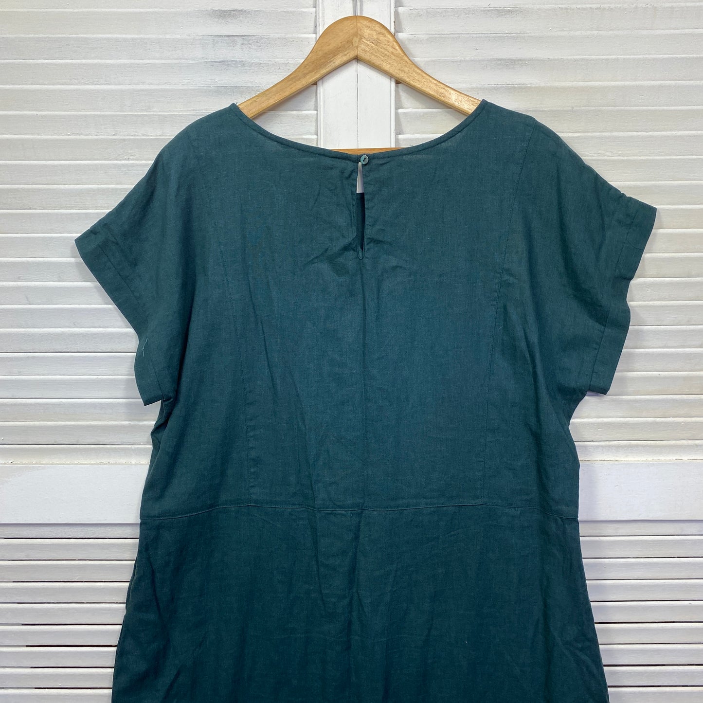 Katies Dress Size 18 Plus Short Sleeve Linen Blend Pockets Green