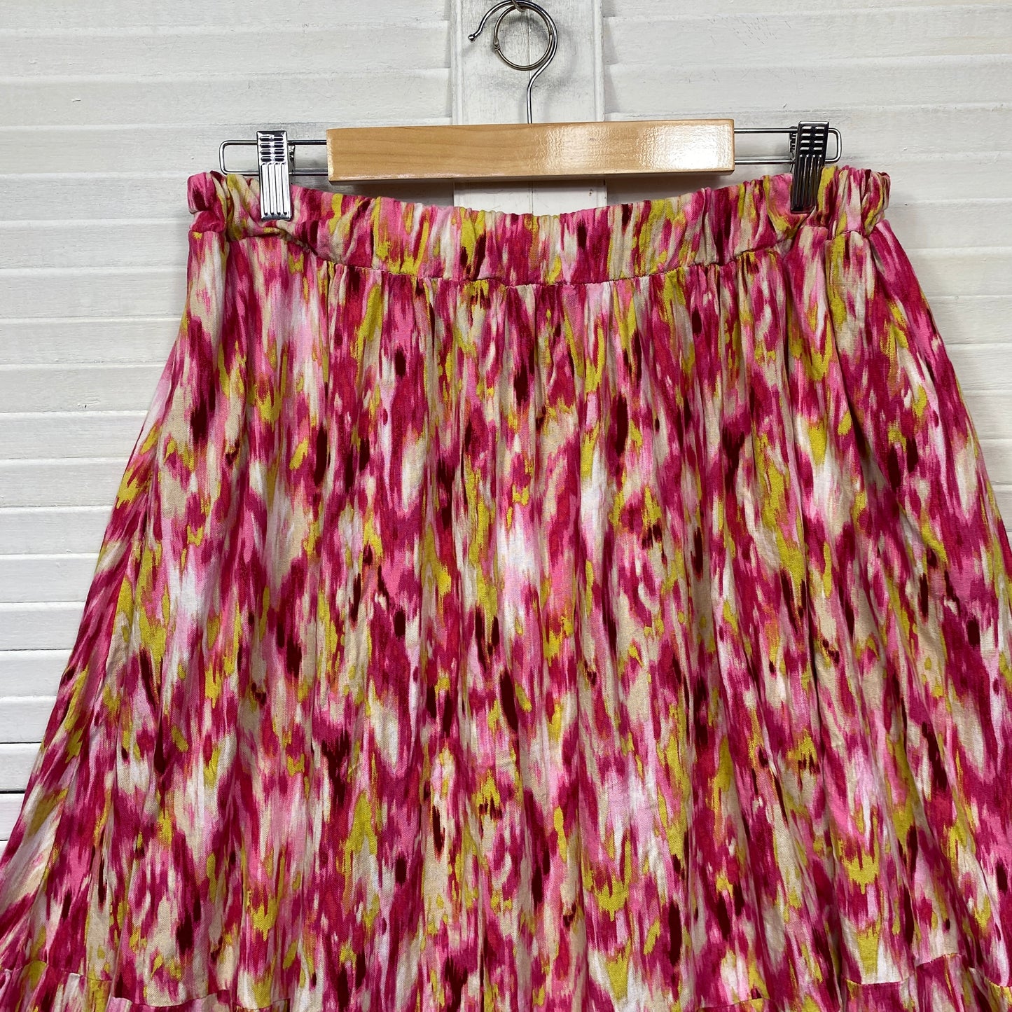 Rockmans Maxi Skirt Size 14 Multicoloured  Midi Length Linen Blend