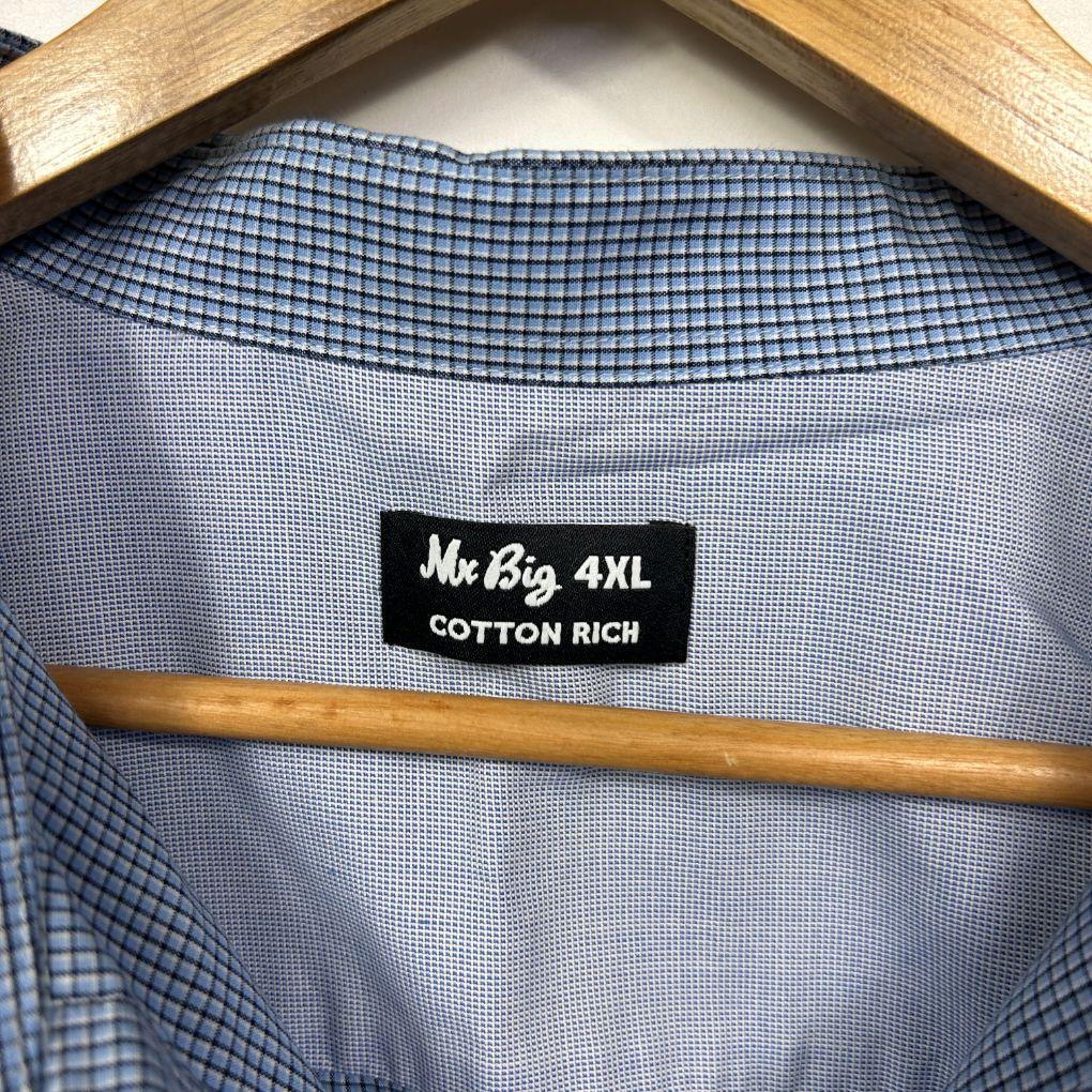 Mr Big Blue Gingham Cotton Button-Front Shirt - Size 4XL