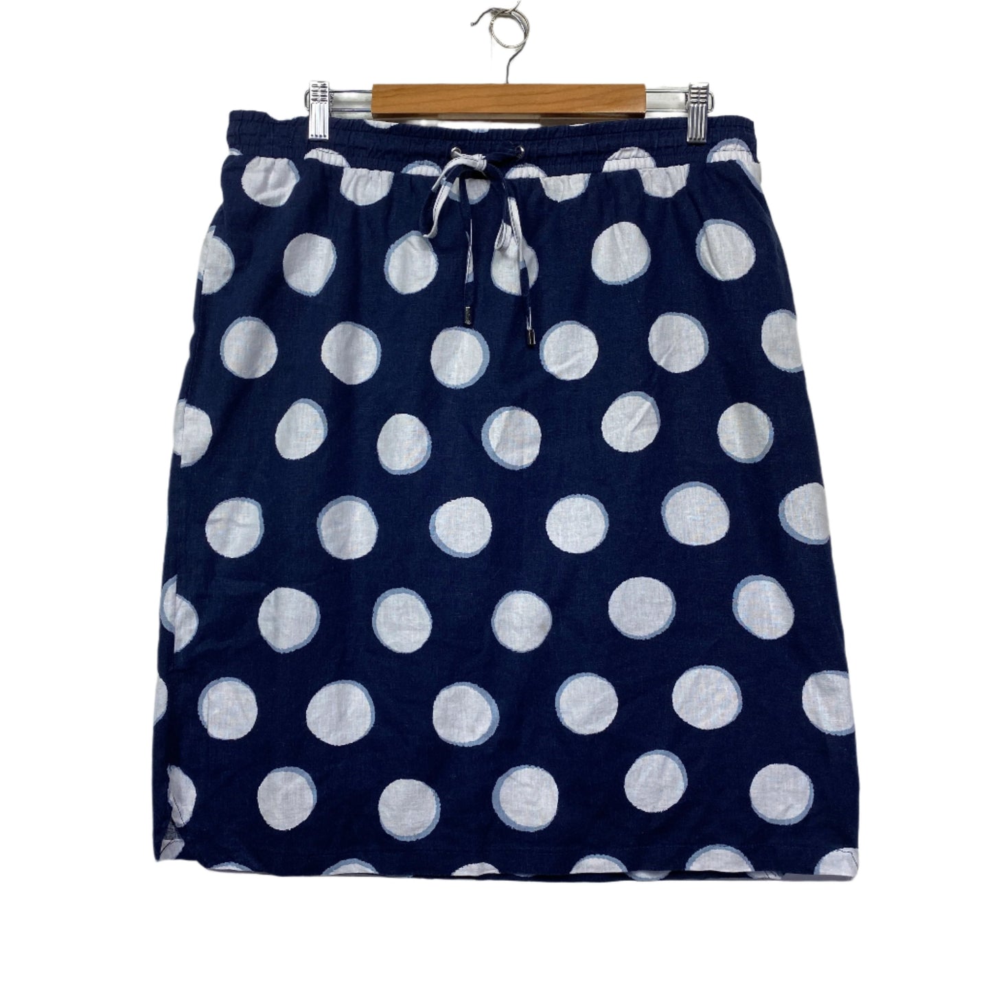 W lane Linen Skirt Size 18  blue White Polka Dots