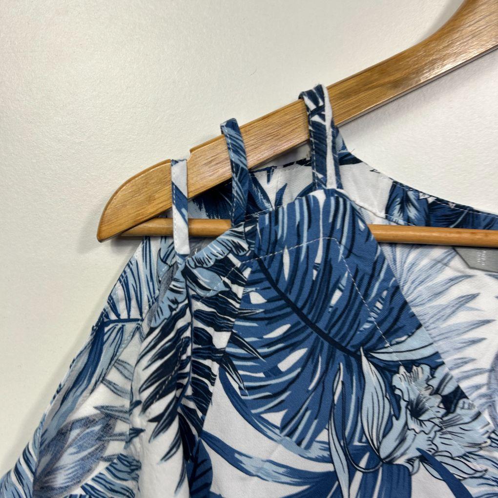 Katies Blue Tropical Cold-Shoulder Top - Size 16