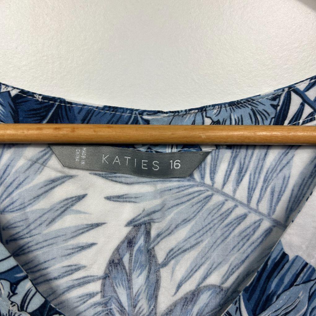 Katies Blue Tropical Cold-Shoulder Top - Size 16