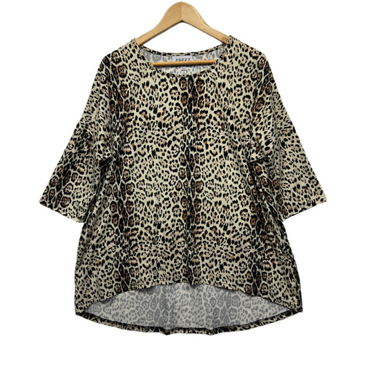 Freez Top Size 2XL Animal Print 3/4 Sleeve