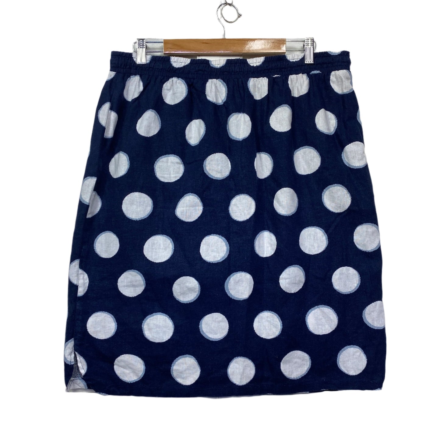 W lane Linen Skirt Size 18  blue White Polka Dots