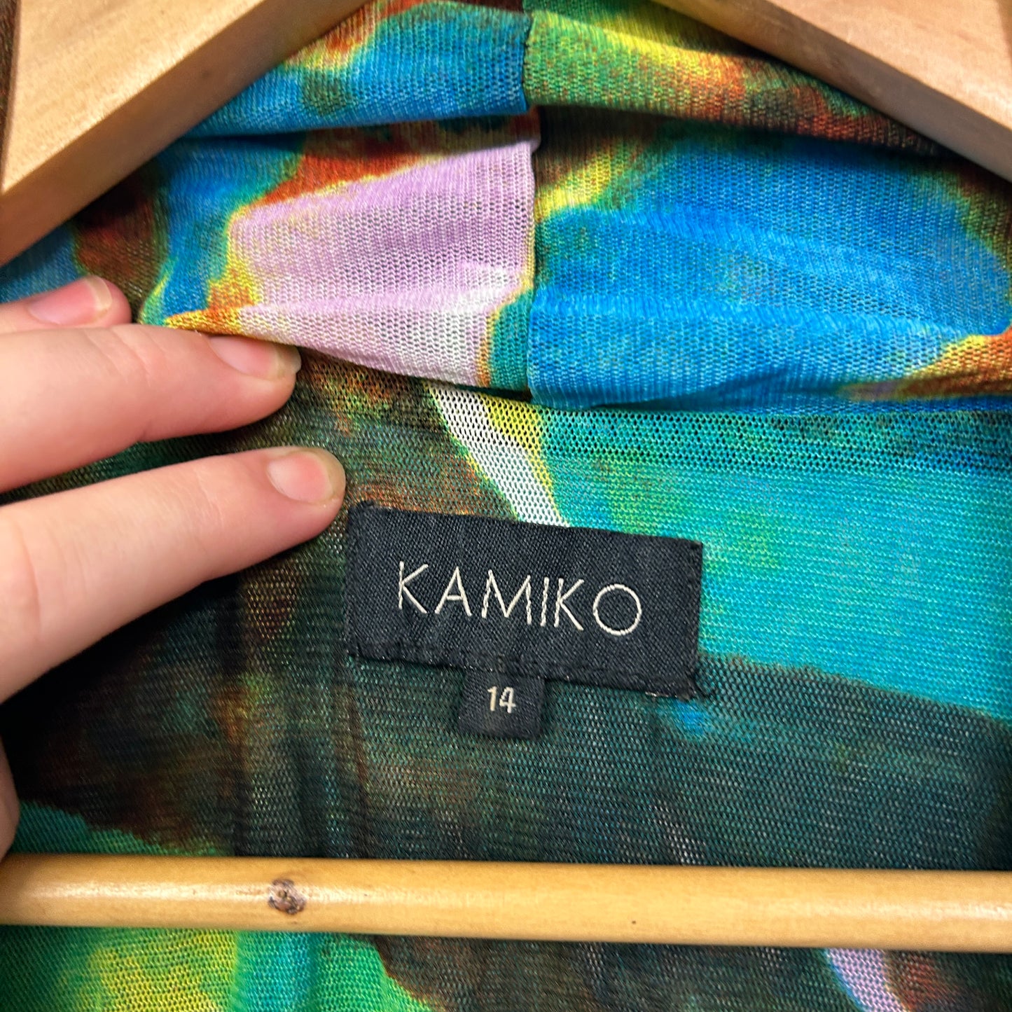 Kamiko Abstract Watercolor Print Shirt - Size 14