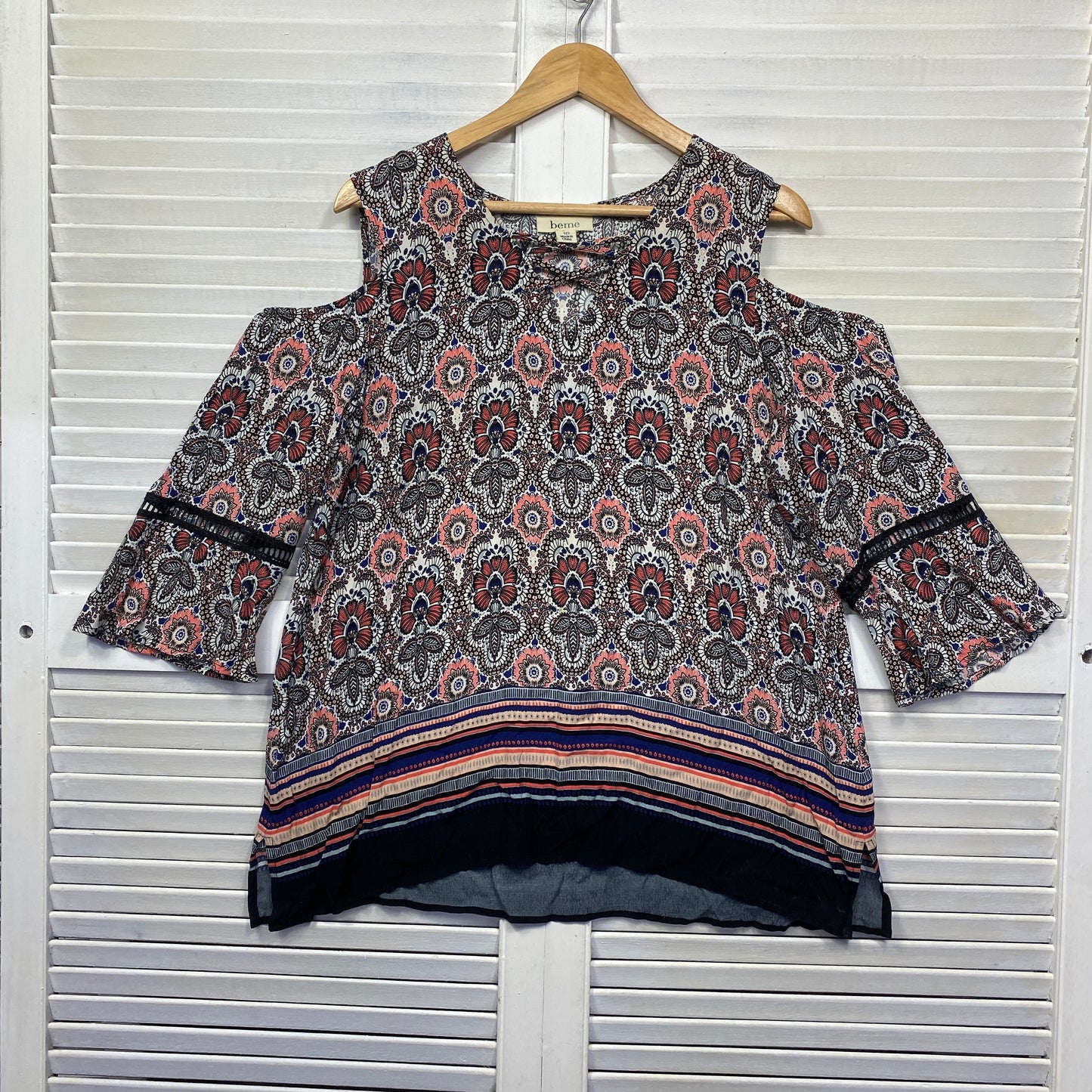 Beme Top Size 16 Multicoloured Cold Should Sleeve Cotton