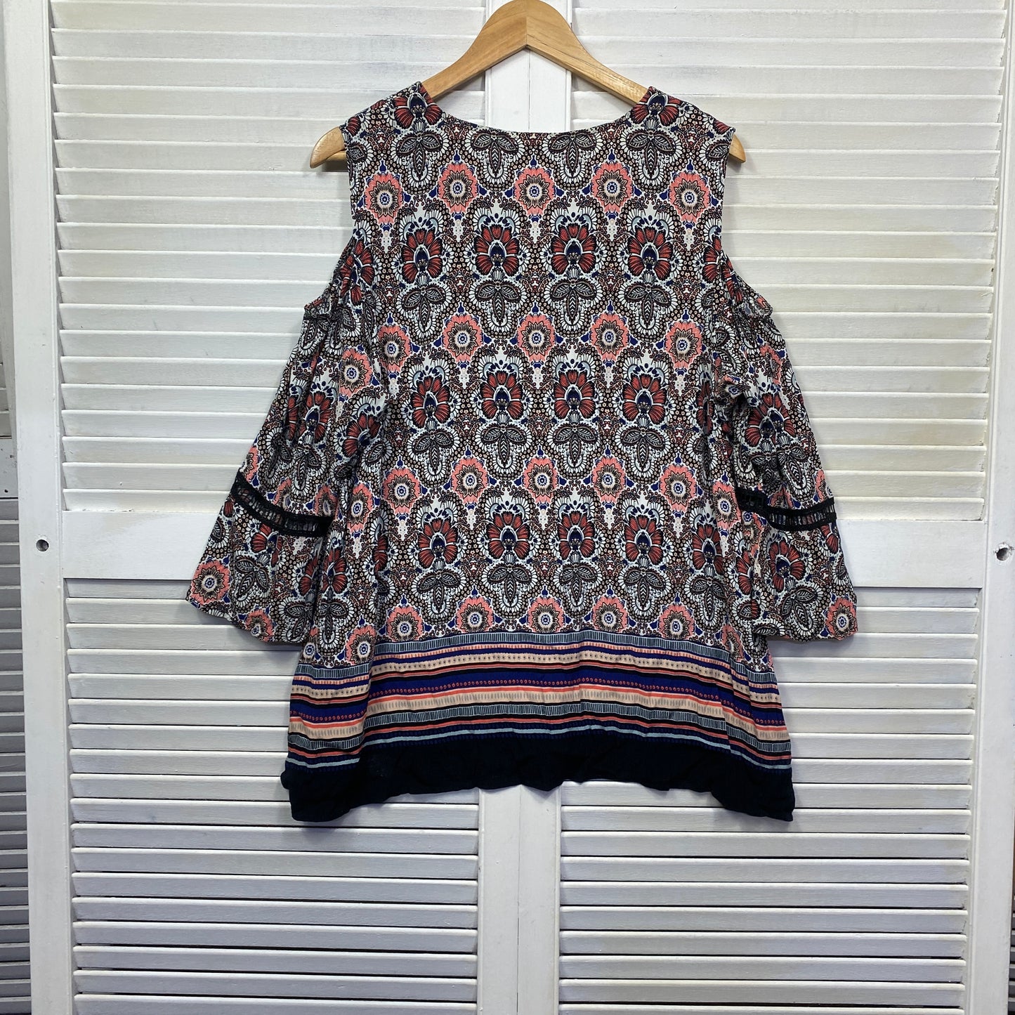 Beme Top Size 16 Multicoloured Cold Should Sleeve Cotton