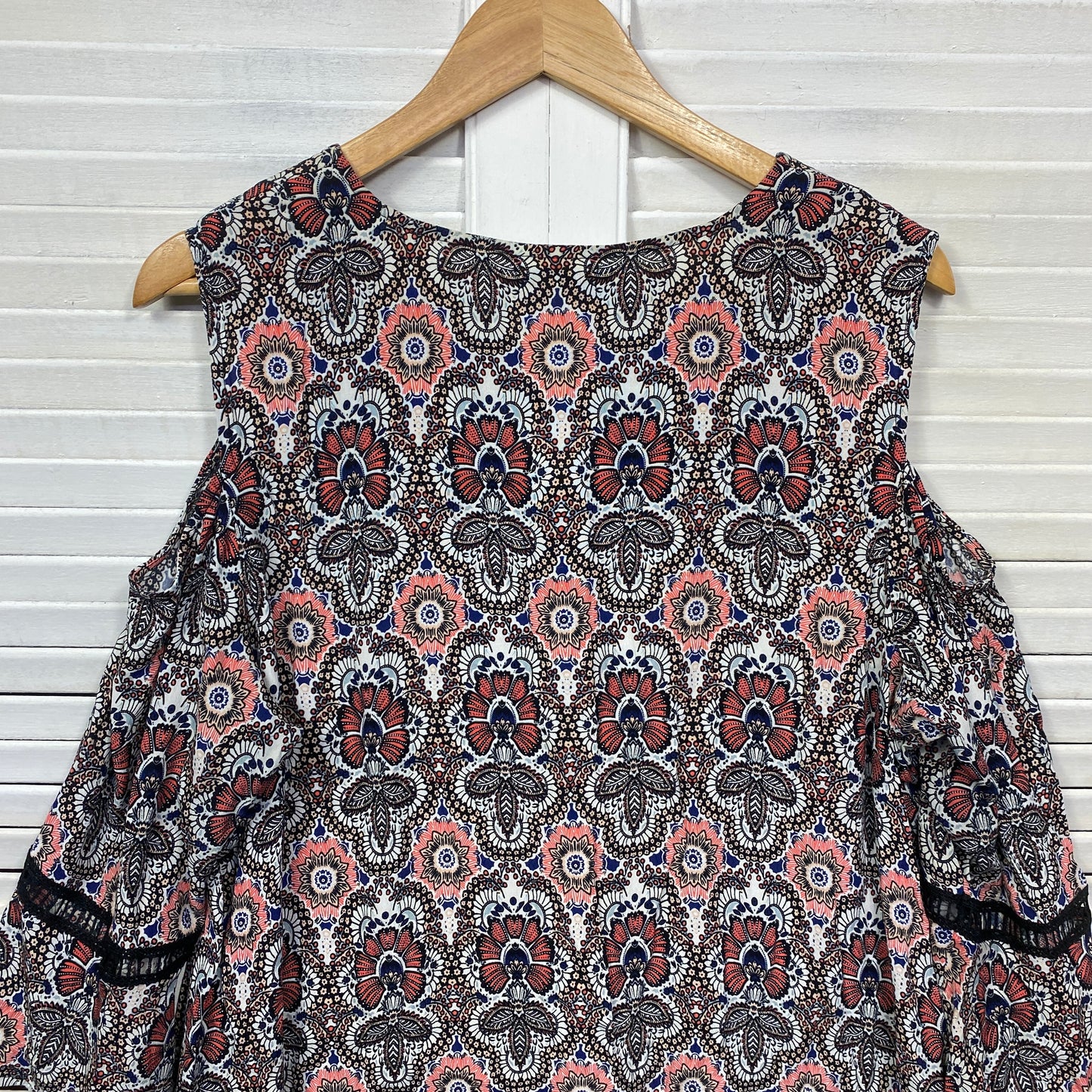 Beme Top Size 16 Multicoloured Cold Should Sleeve Cotton