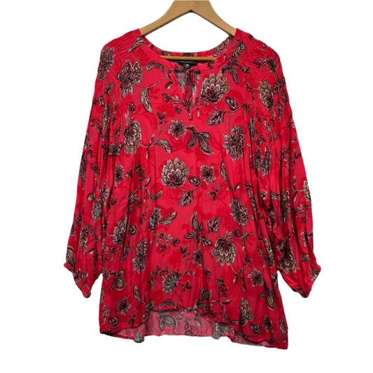 Autograph Top Size 18 Pink Floral Long Sleeve Viscose